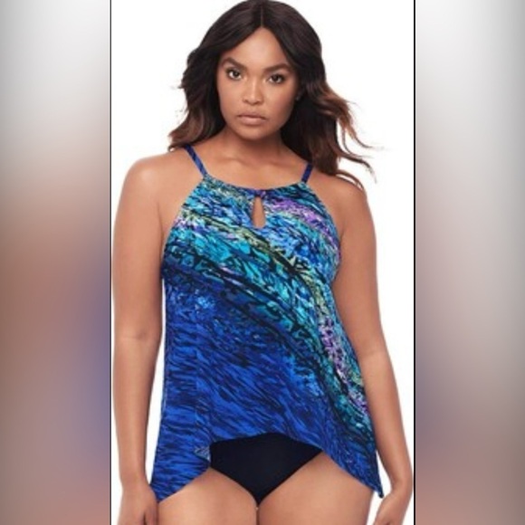 Miraclesuit Mood Ring Peephole Tankini swimsuit top size 10 - Picture 1 of 9